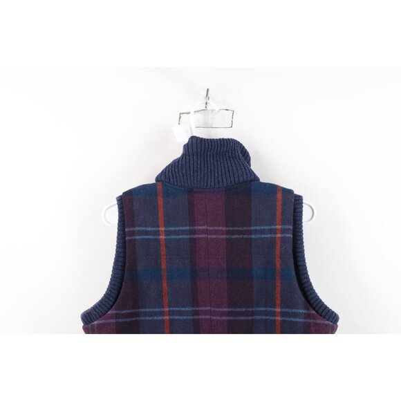 Vintage Woolrich Womens Size Medium Faded Wool Puffer Vest Jacket Rainbow Plaid - Picture 10 of 11